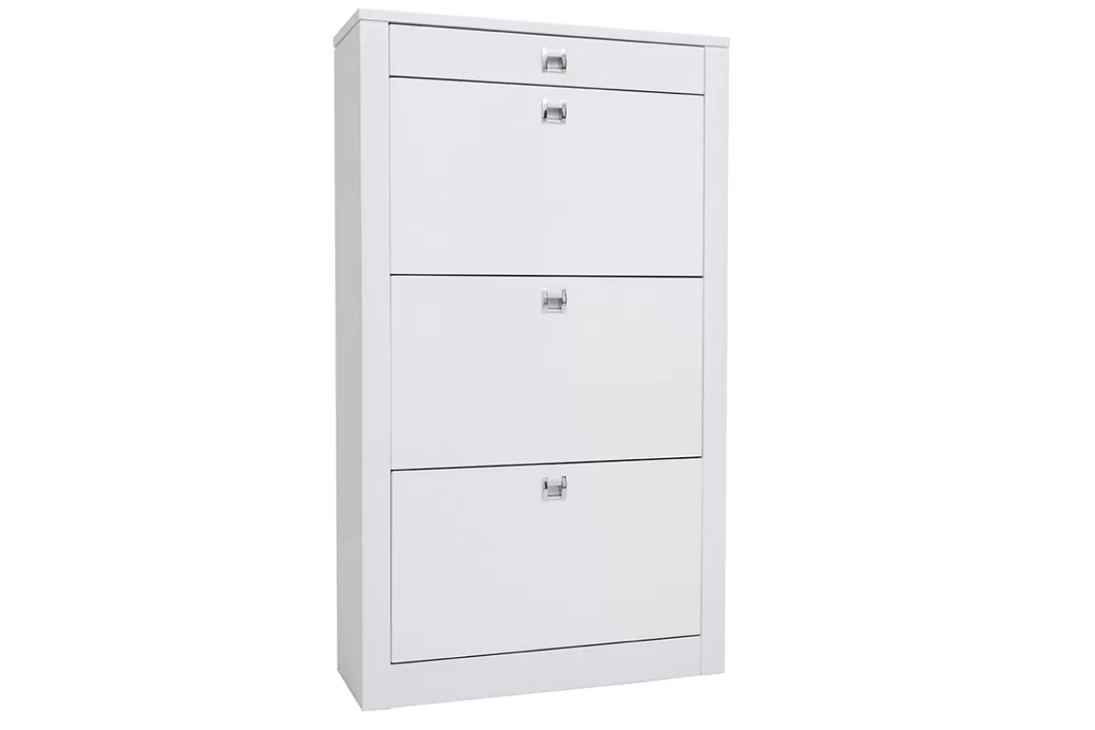 Miliboo Mueble Recibidor | Zapatero-Zapatero de diseño lacado blanco DEVA